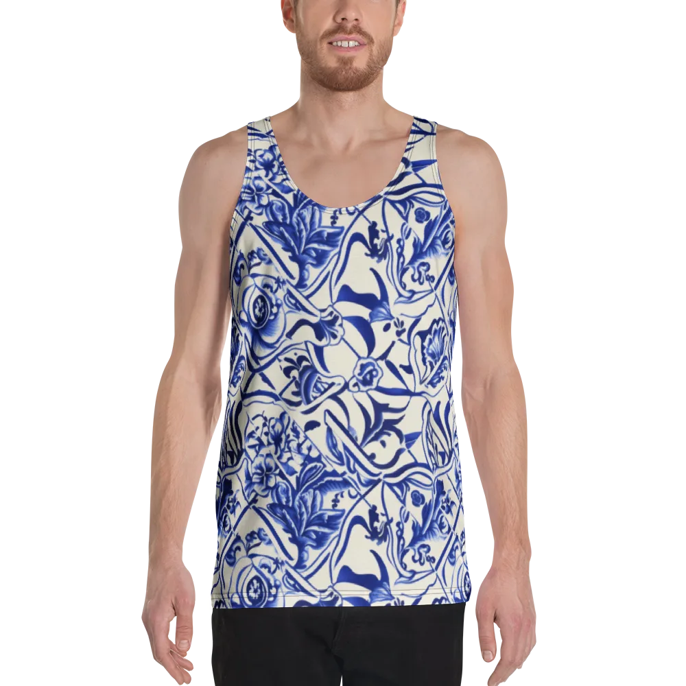 Cobalt Chinoiserie on Men's Tank Top — Front