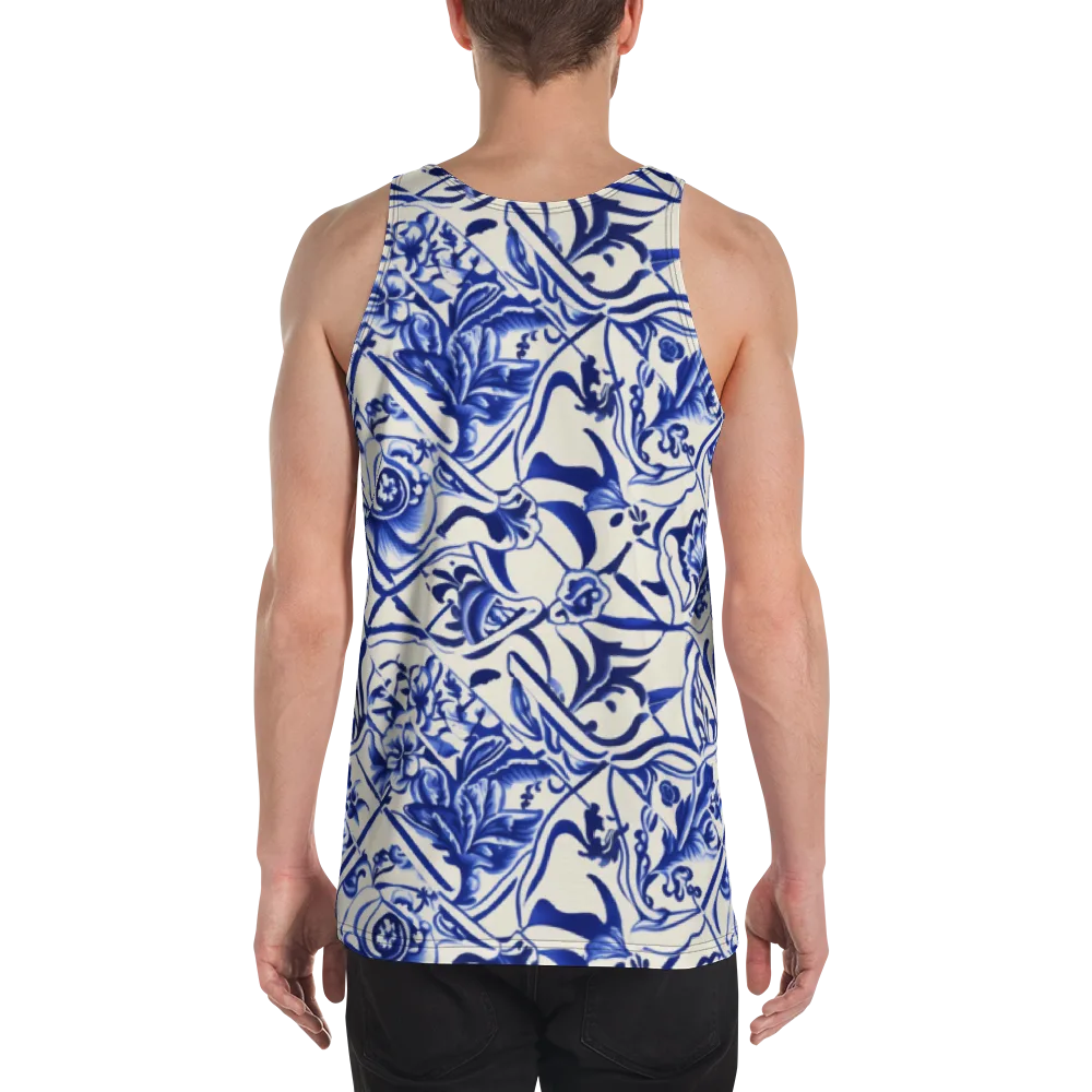 Cobalt Chinoiserie on Men's Tank Top — Back