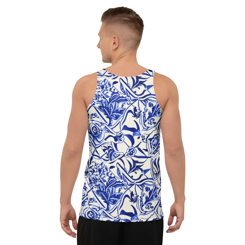 Cobalt Chinoiserie on Men's Tank Top — Back