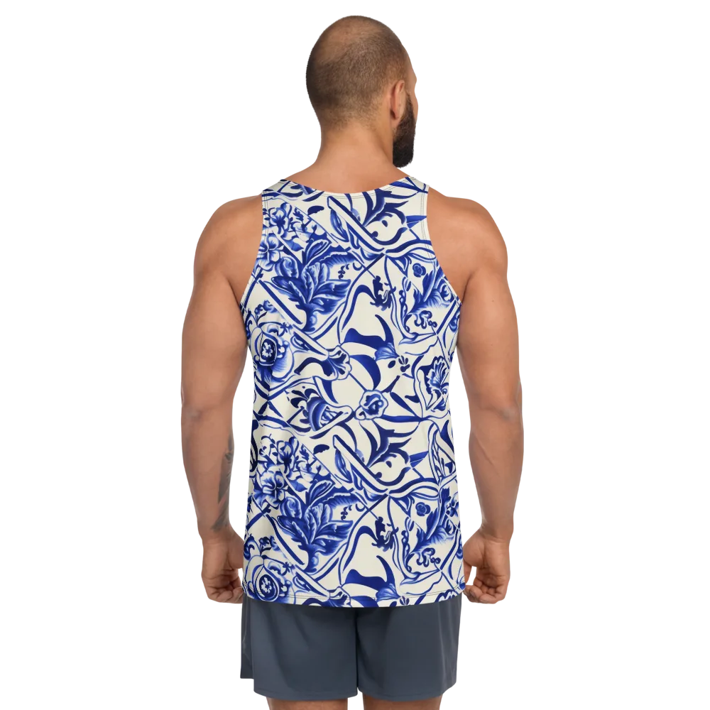 Cobalt Chinoiserie on Men's Tank Top — Back