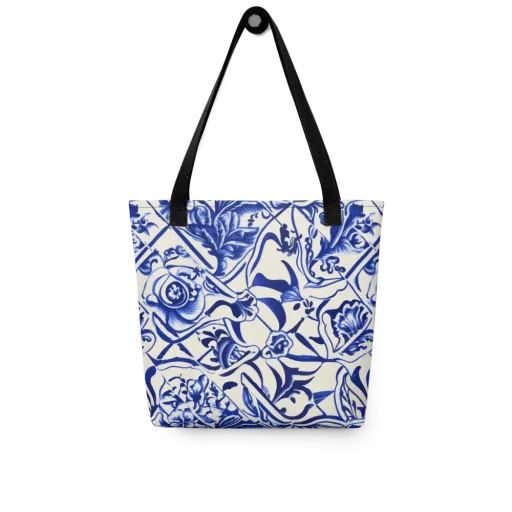 Cobalt Chinoiserie on a Tote Bag