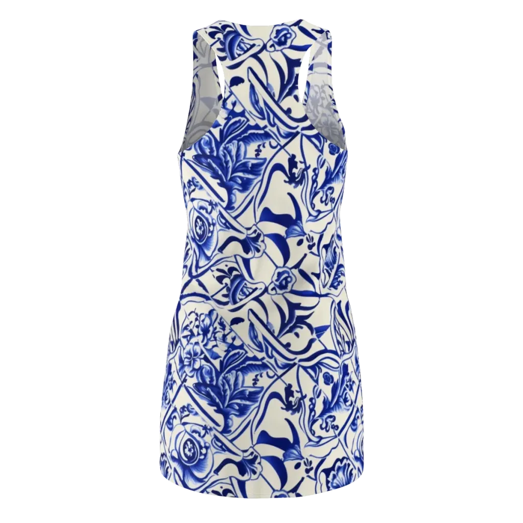 Cobalt Chinoiserie on Racerback Dress — Back
