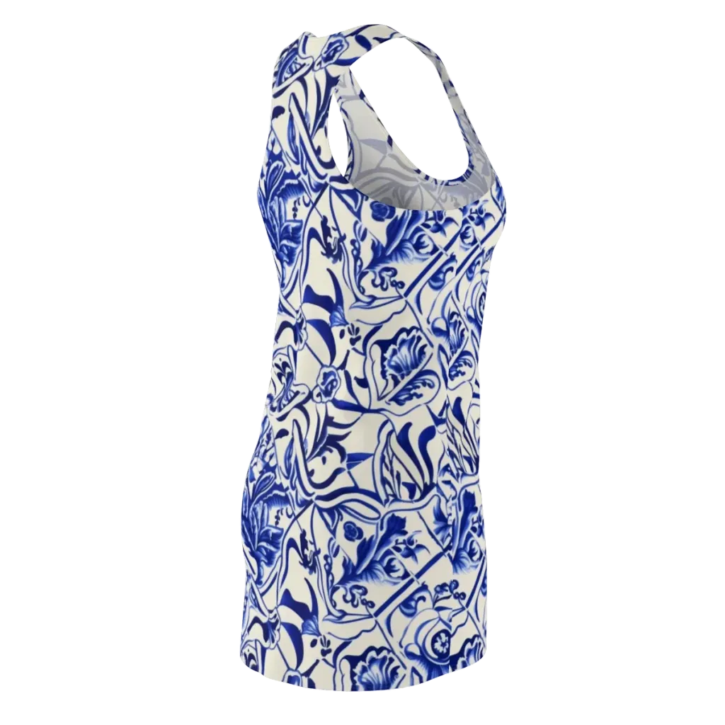 Cobalt Chinoiserie on Racerback Dress — Back Side