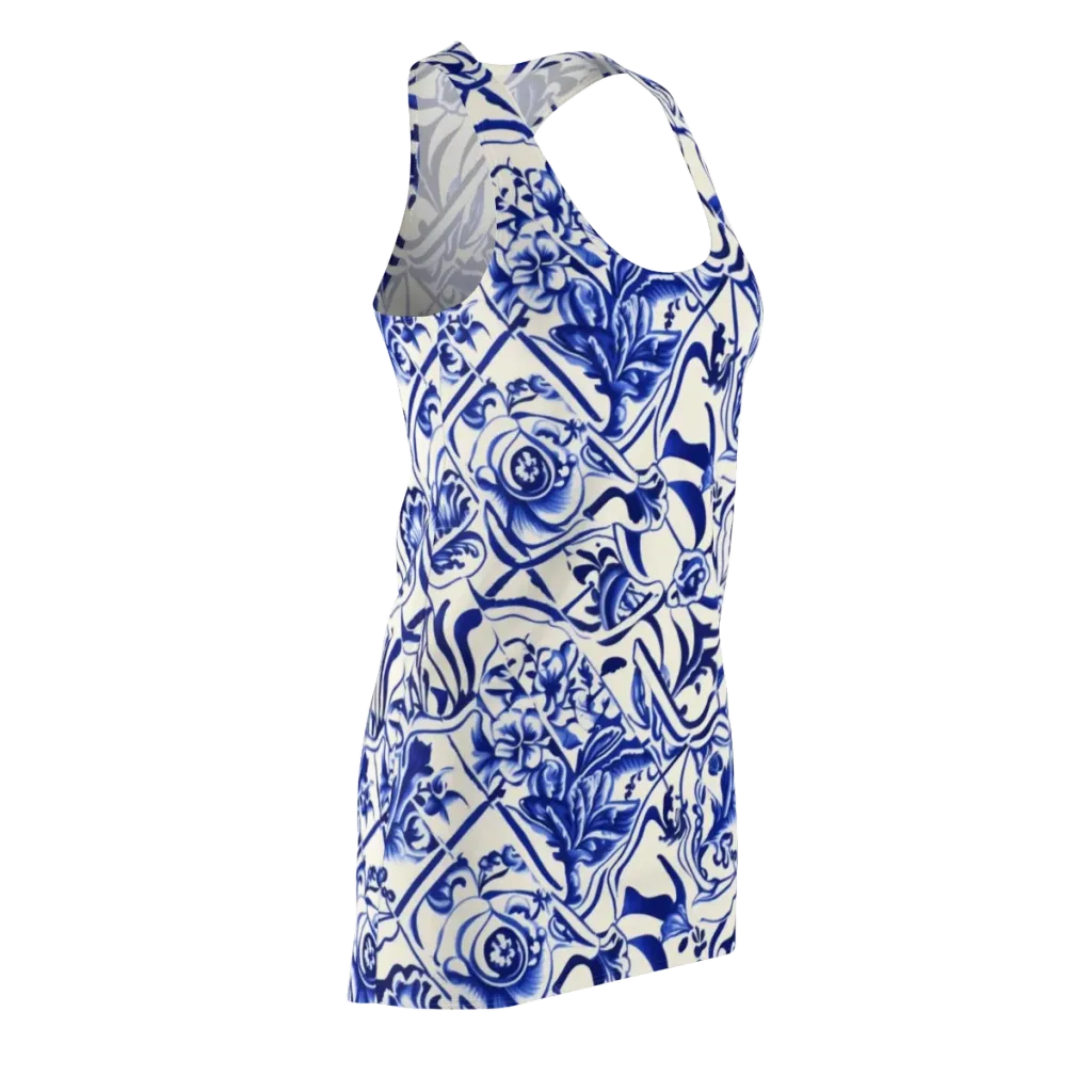 Cobalt Chinoiserie on Racerback Dress — Front Side