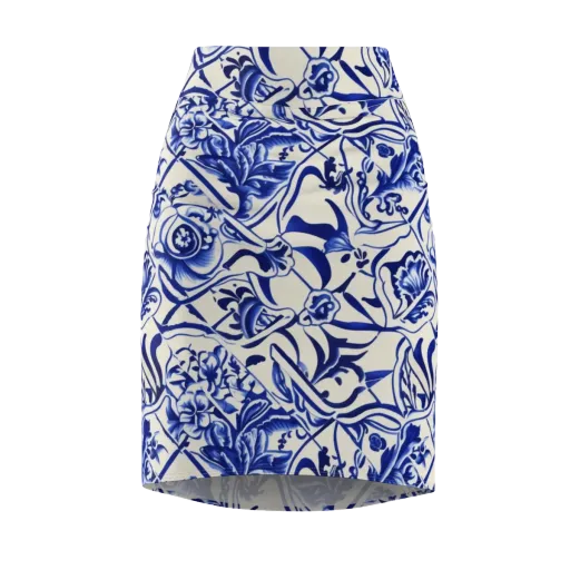 Cobalt Chinoiserie on a Pencil Skirt