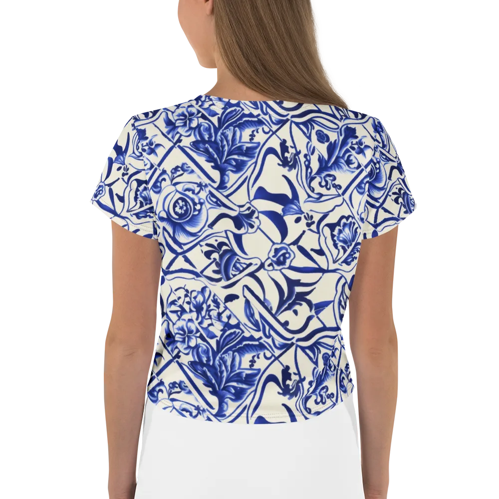 Cobalt Chinoiserie on Crop Tee — Back