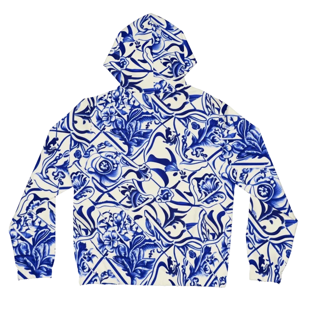 Cobalt Chinoiserie on Women's Full-Zip Hoodie — Back