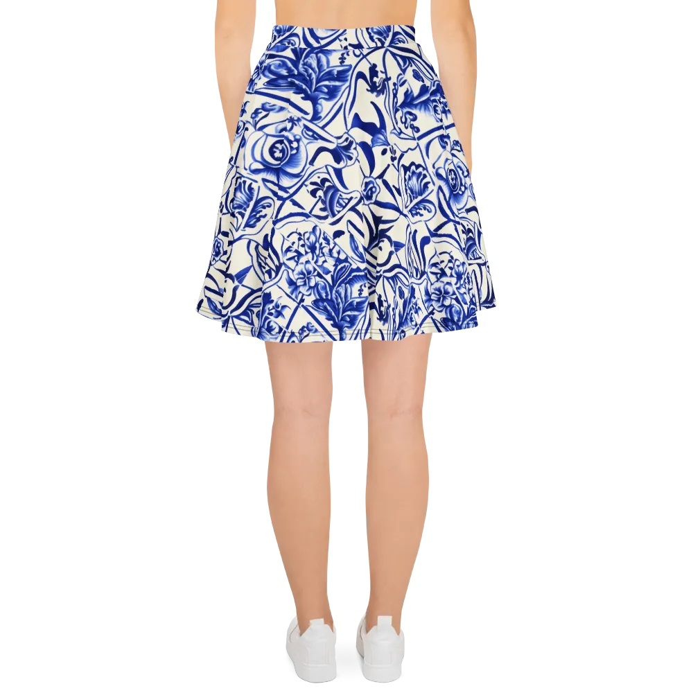 Cobalt Chinoiserie on Skater Skirt — Back