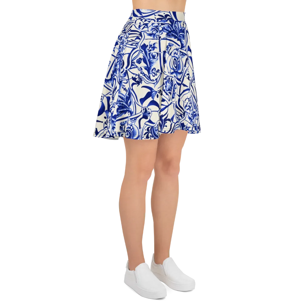 Cobalt Chinoiserie on Skater Skirt — Right