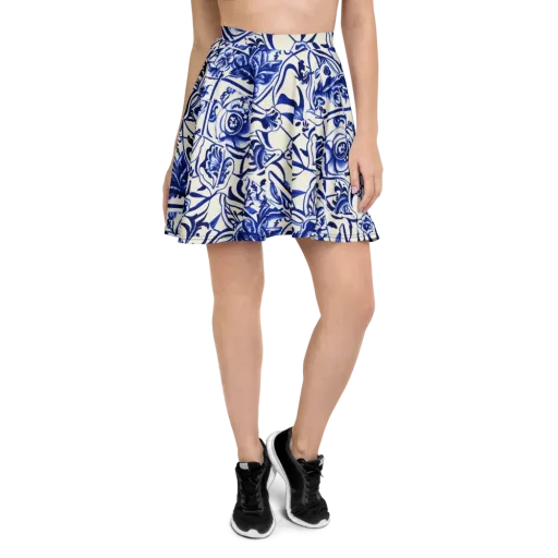 Cobalt Chinoiserie on a Skater Skirt