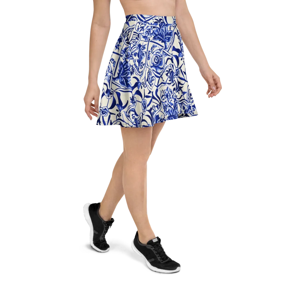 Cobalt Chinoiserie on Skater Skirt — Right