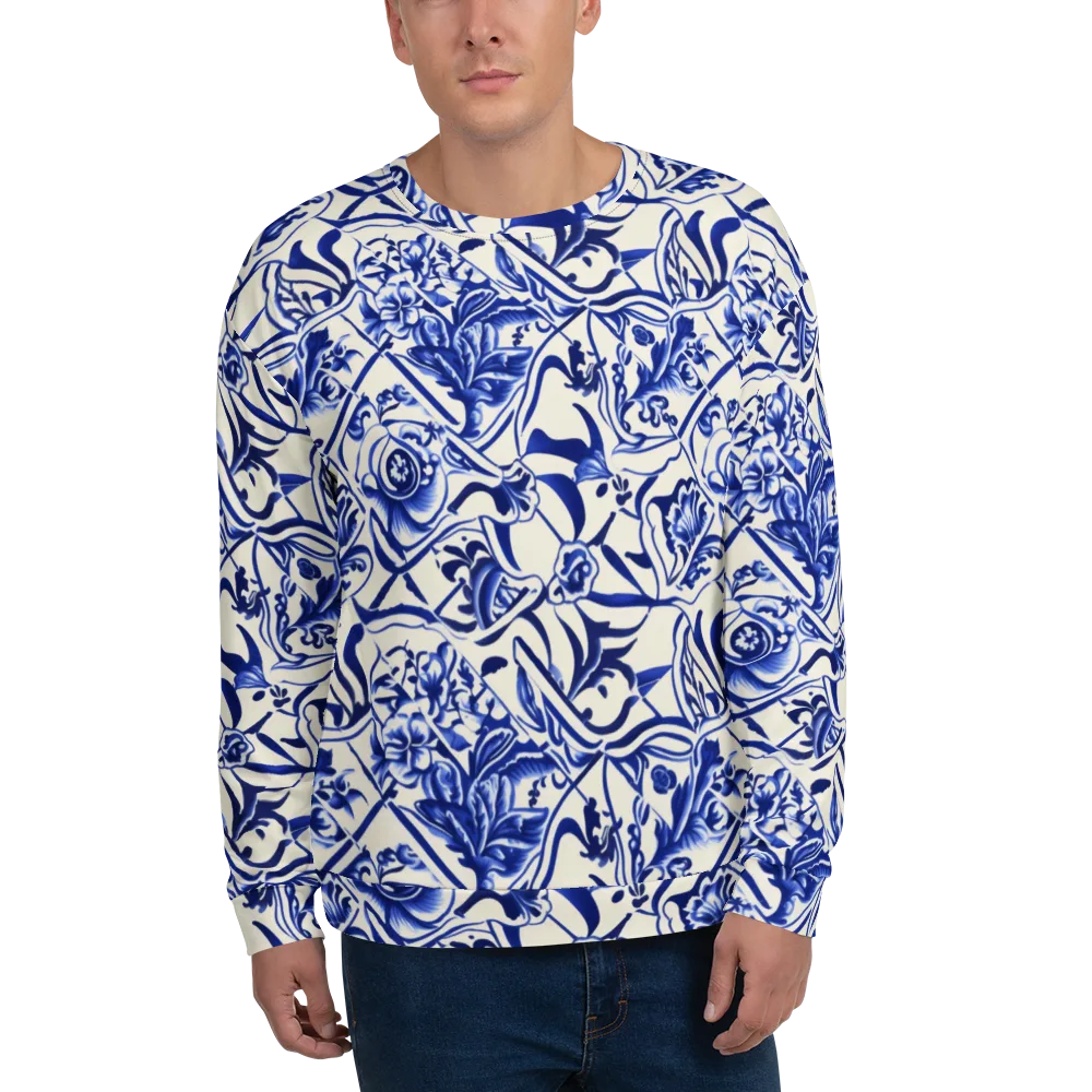 Cobalt Chinoiserie on Sweatshirt — Front
