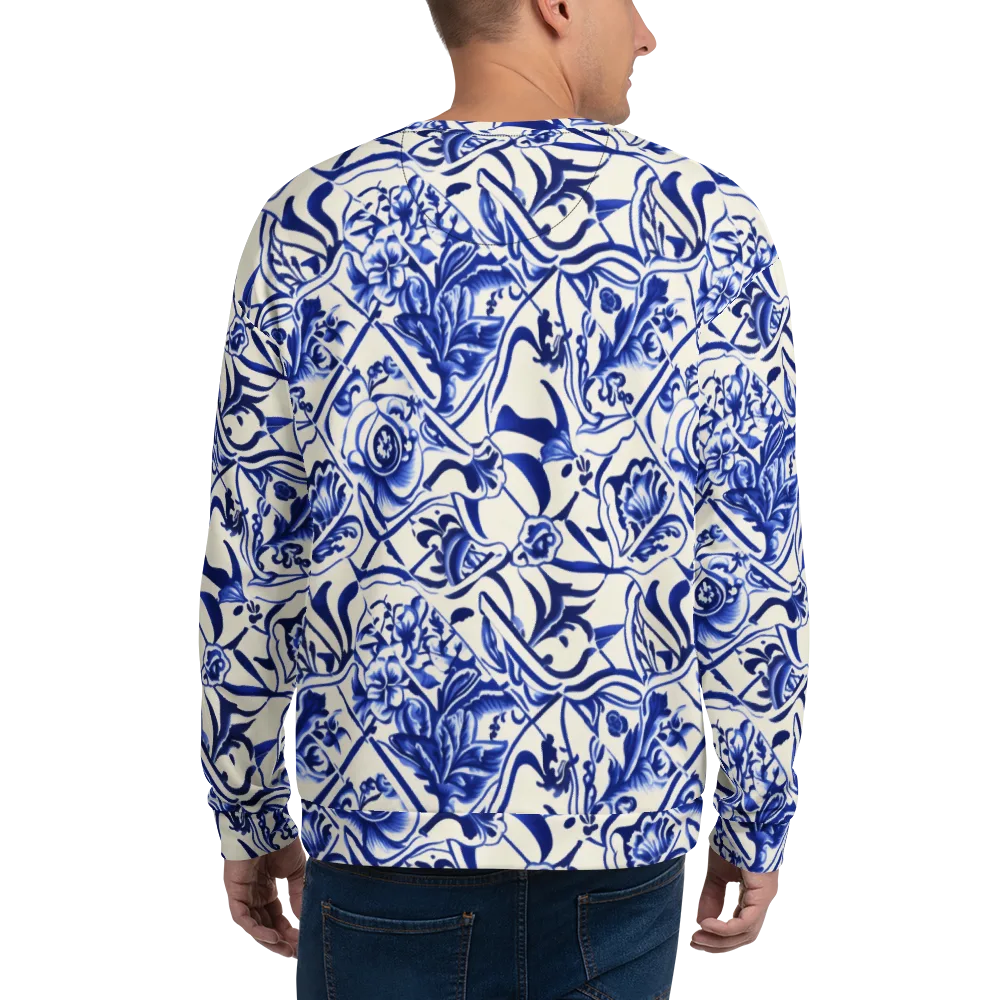 Cobalt Chinoiserie on Sweatshirt — Back