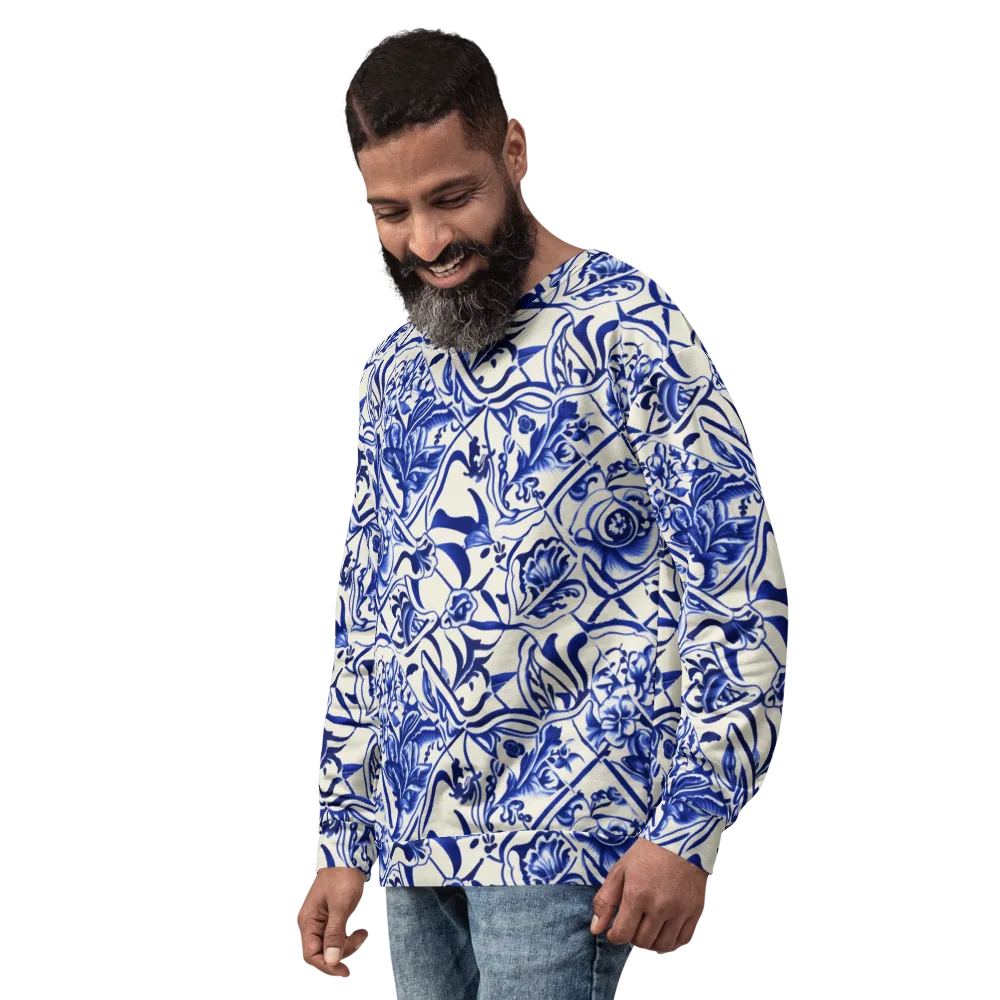 Cobalt Chinoiserie on Sweatshirt — Left Front