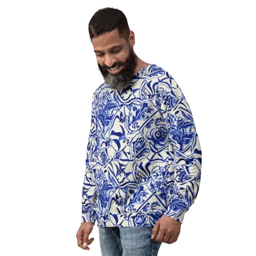 Cobalt Chinoiserie on a Sweatshirt