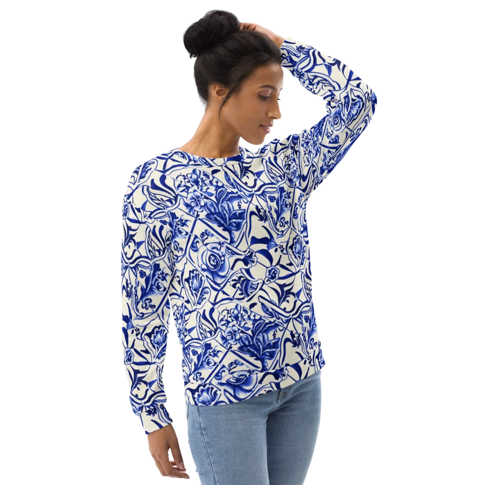 Cobalt Chinoiserie on Sweatshirt — Right Front