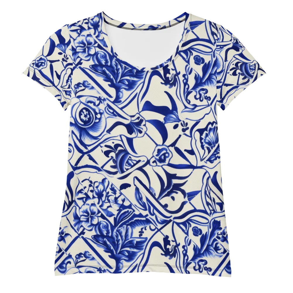 Cobalt Chinoiserie on Women's Athletic T-Shirt — Front