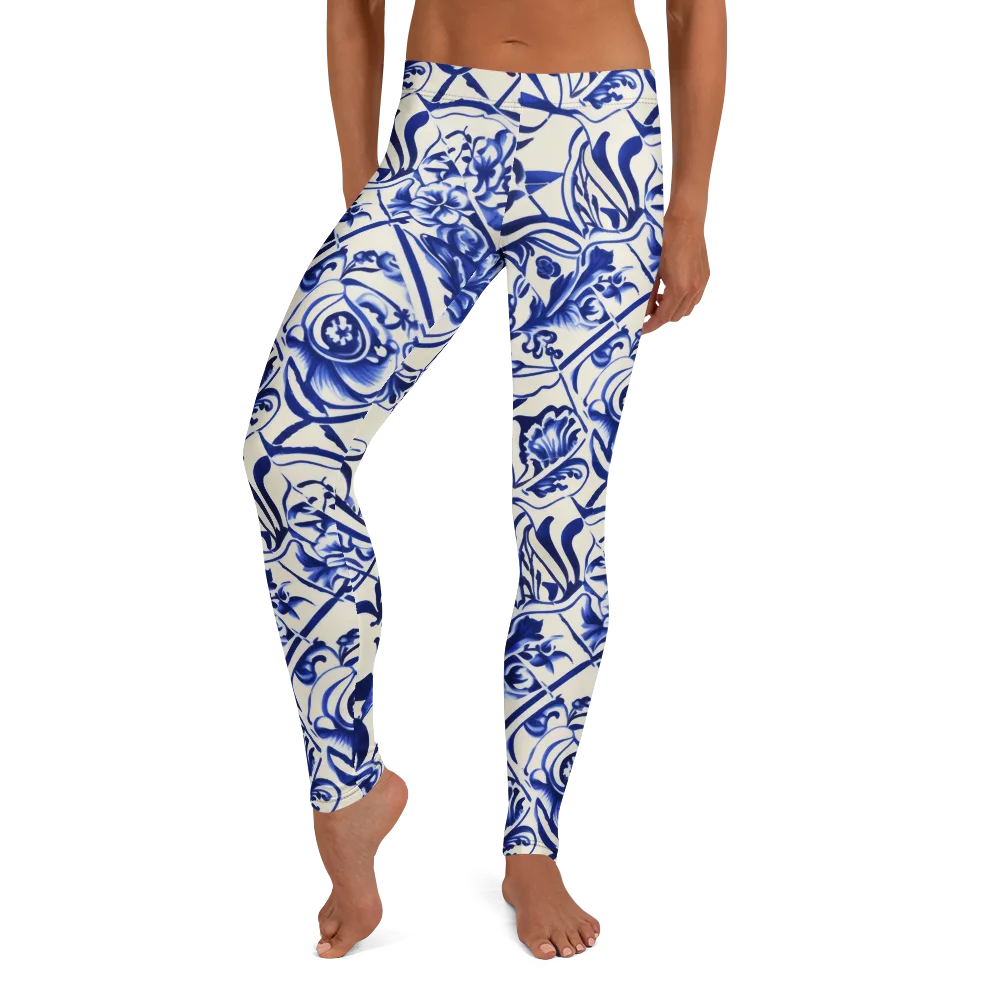 Cobalt Chinoiserie on Leggings — Front