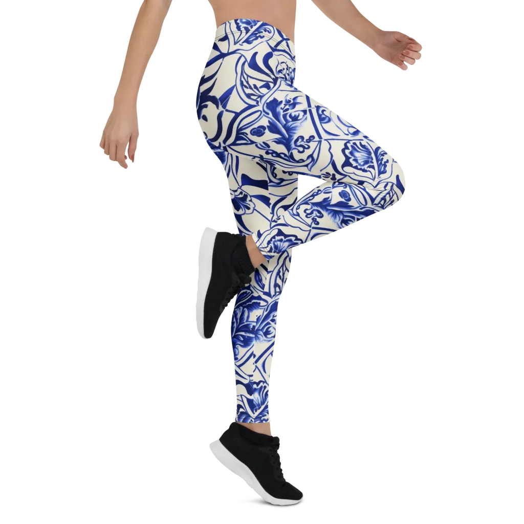 Cobalt Chinoiserie on Leggings — Right
