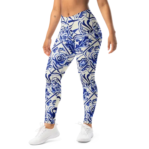 Cobalt Chinoiserie on a Leggings