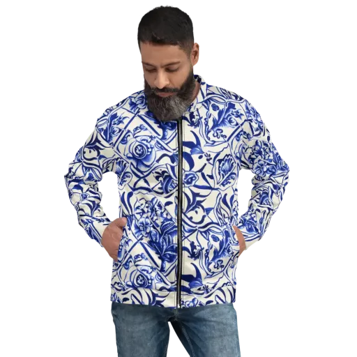 Cobalt Chinoiserie on a Bomber Jacket