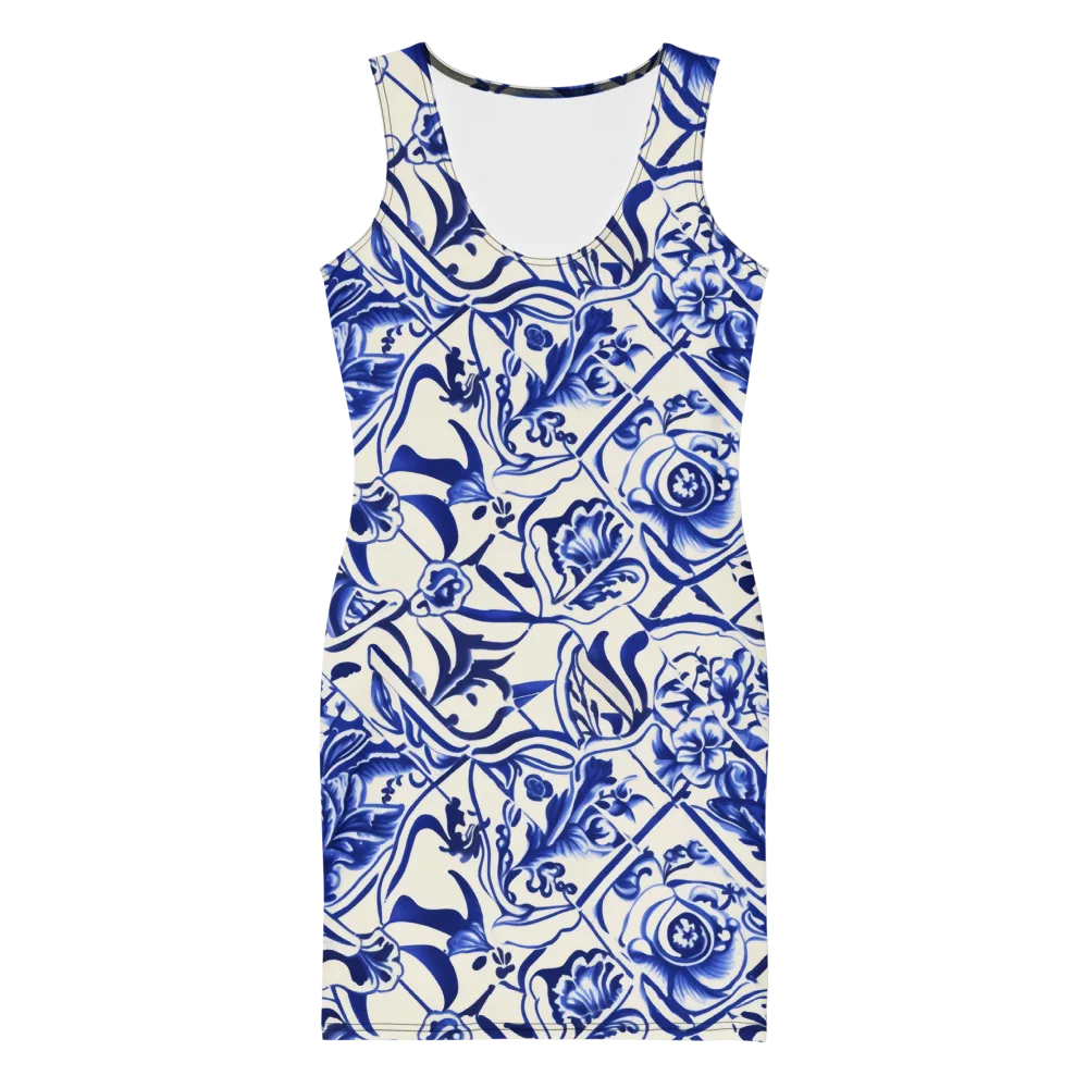 Cobalt Chinoiserie on Bodycon Dress — Front
