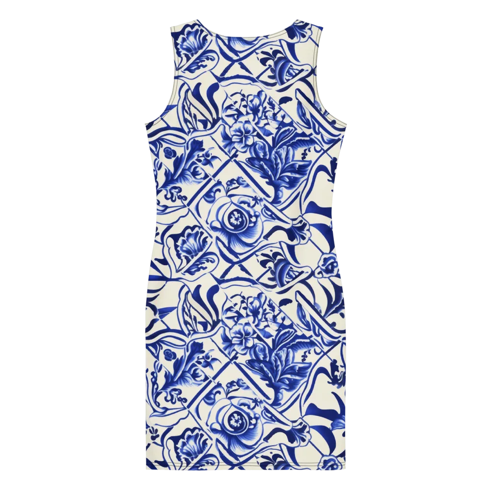 Cobalt Chinoiserie on Bodycon Dress — Back