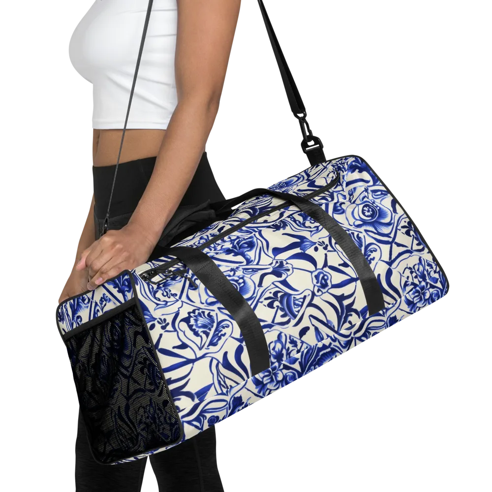 Cobalt Chinoiserie on Duffle Bag — Front