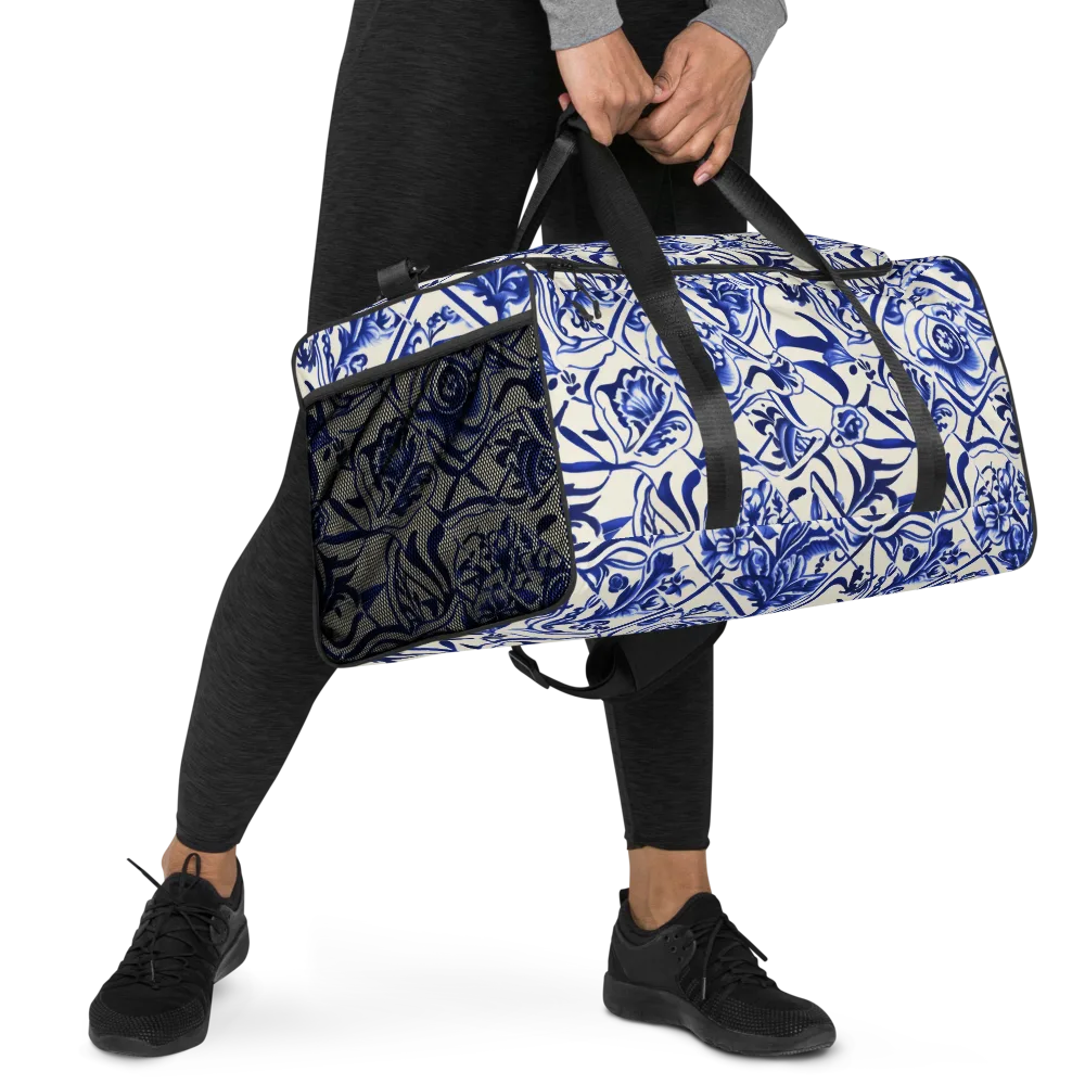 Cobalt Chinoiserie on Duffle Bag — Right Front