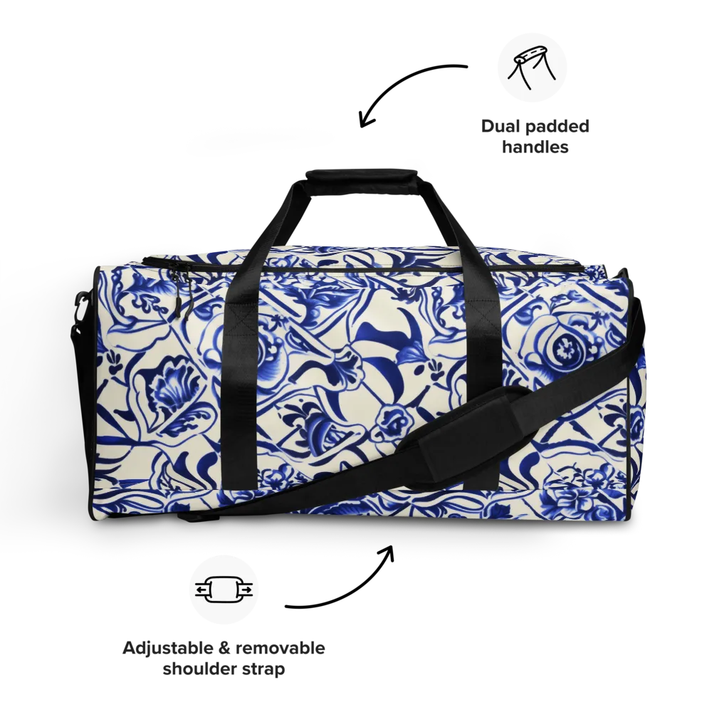 Cobalt Chinoiserie on Duffle Bag — Front