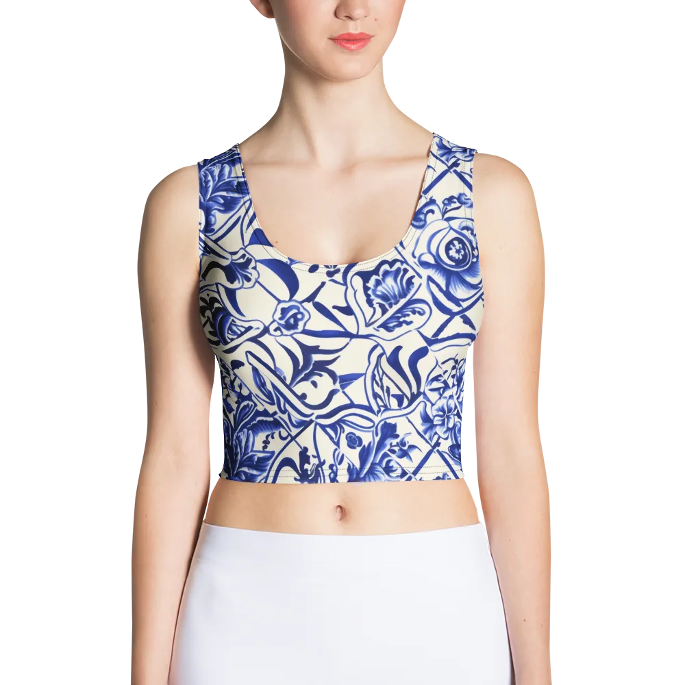 Cobalt Chinoiserie on Crop Top — Front