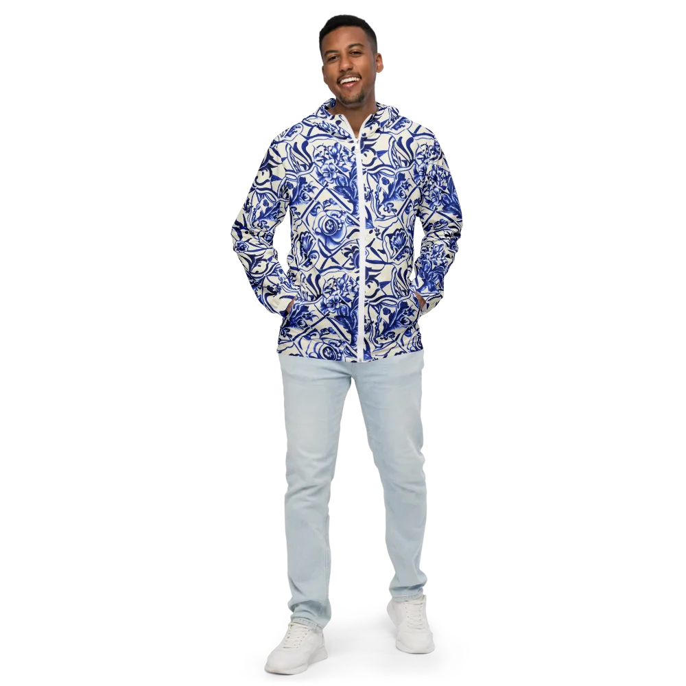 Cobalt Chinoiserie on Men's Windbreaker — Front