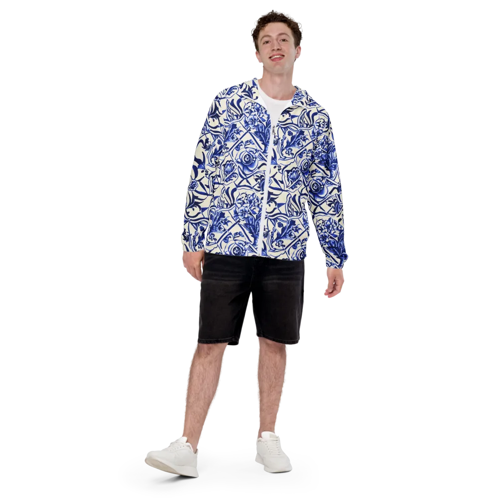 Cobalt Chinoiserie on Men's Windbreaker — Front