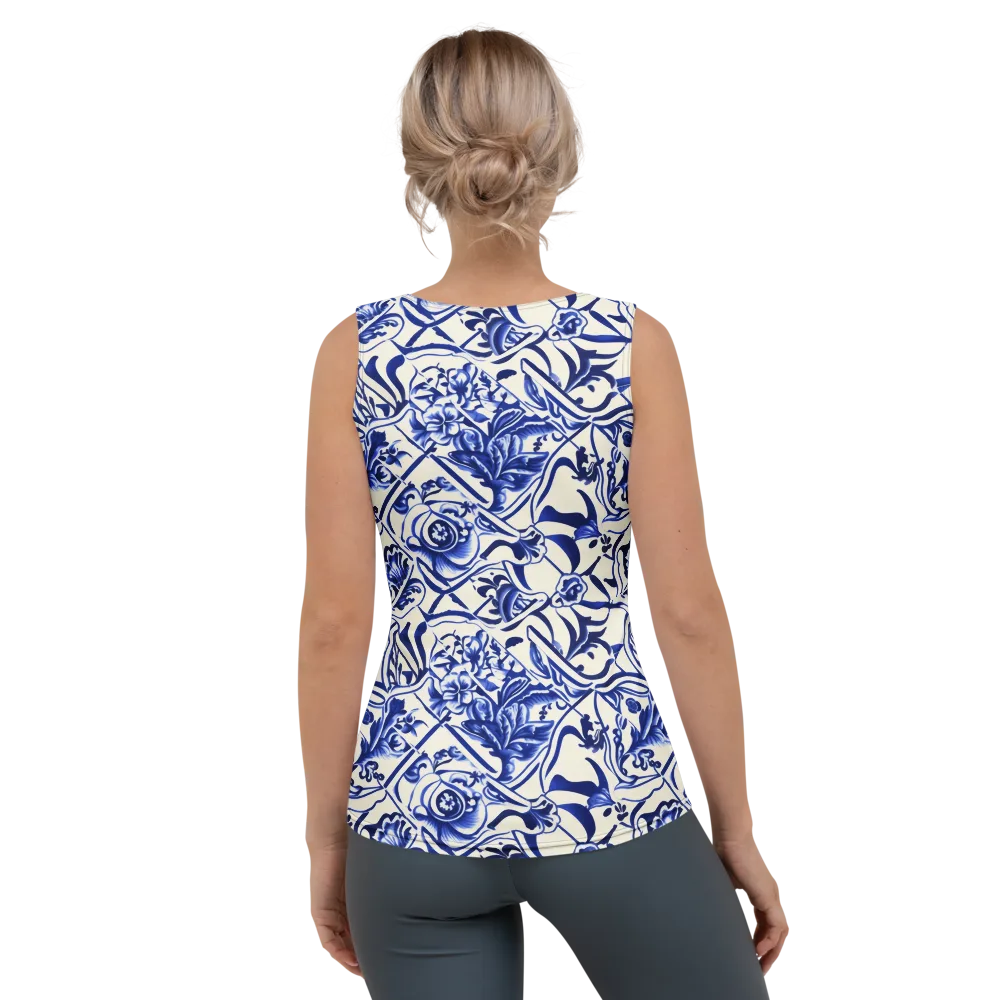 Cobalt Chinoiserie on Women's Tank Top — Back