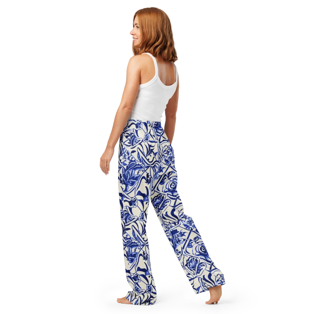 Cobalt Chinoiserie on Women's Pajama Pants — Back