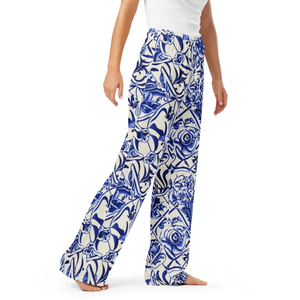Cobalt Chinoiserie on Women's Pajama Pants — Right Front