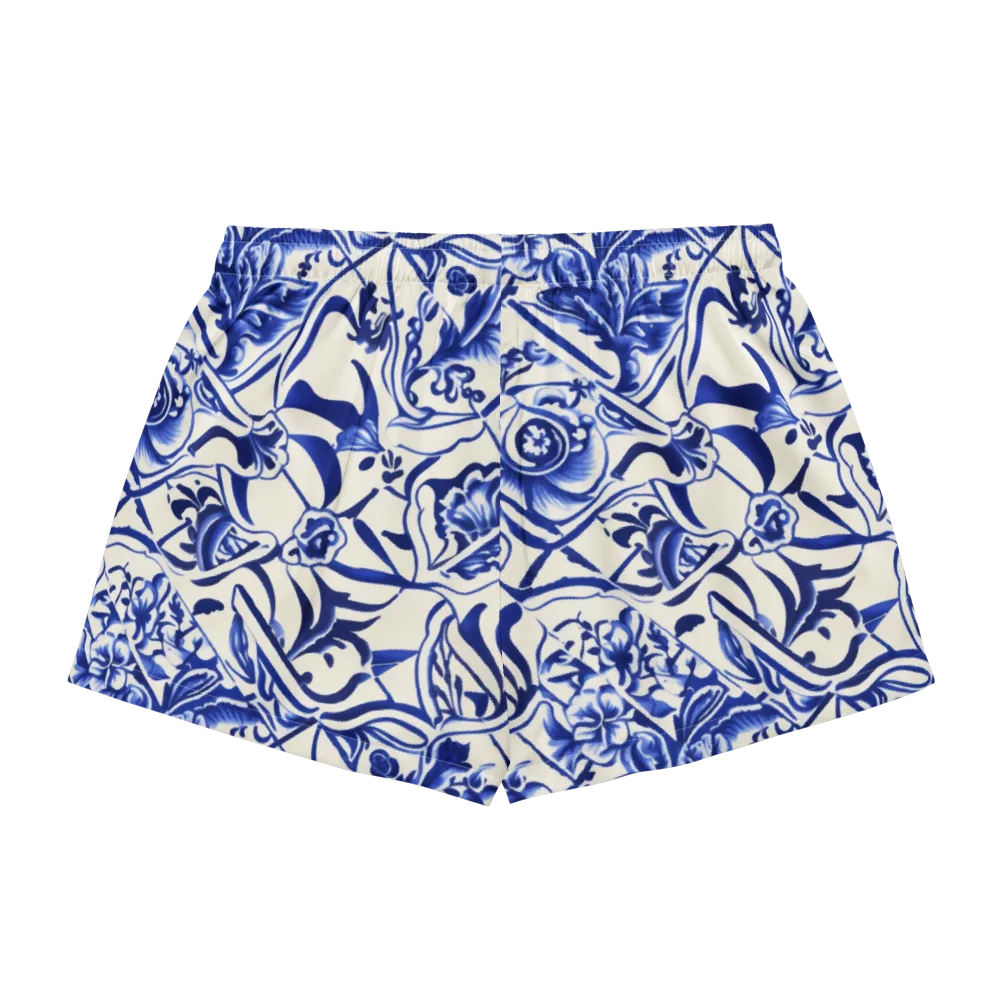 Cobalt Chinoiserie on Women's Pajama Shorts — Back