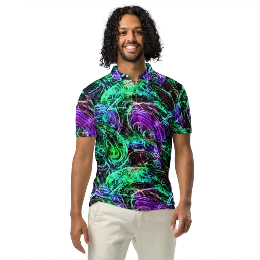 Midnight Bioflux on a Men's Slim Fit Polo Shirt