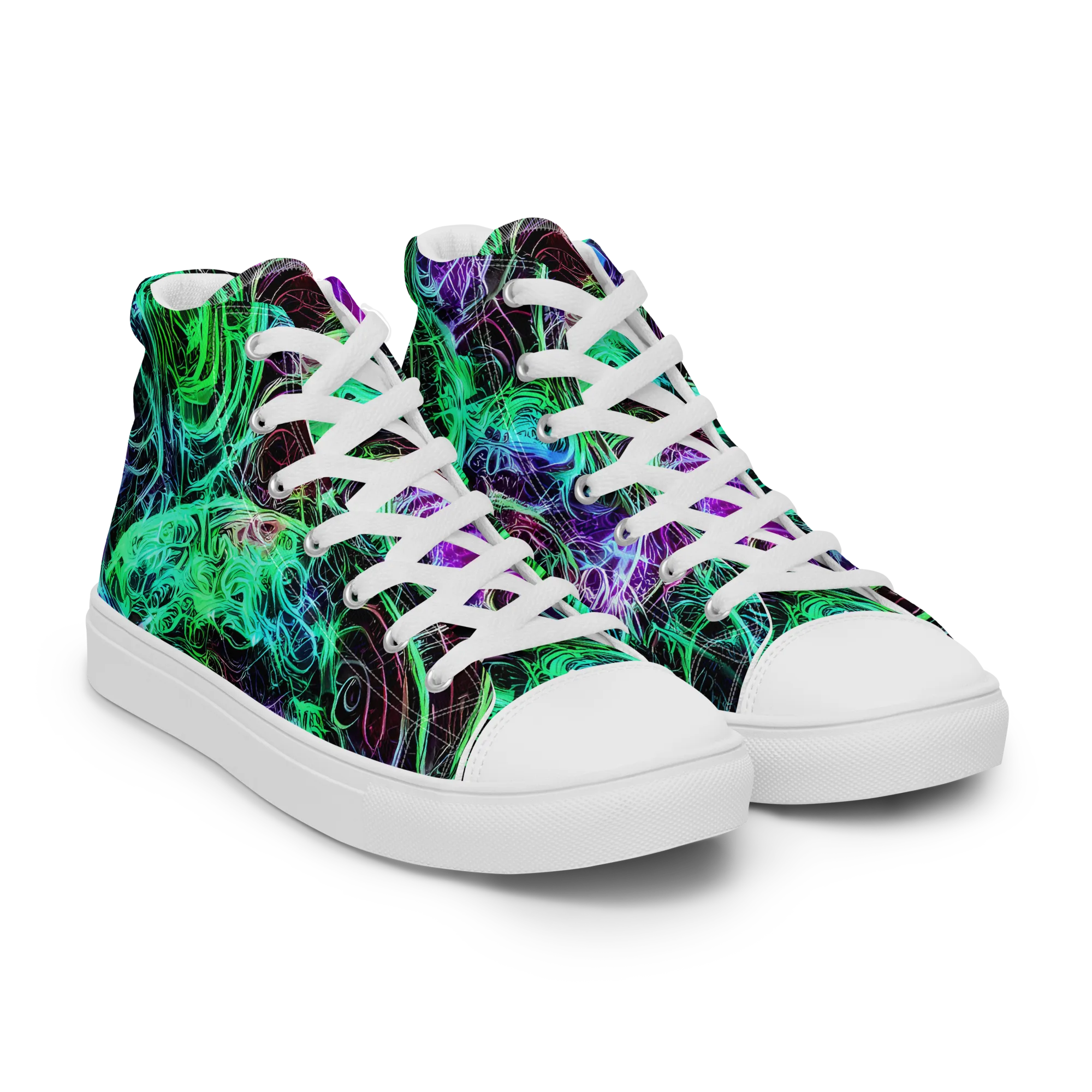 Midnight Bioflux on Men's High Top Canvas Shoes — Right Front