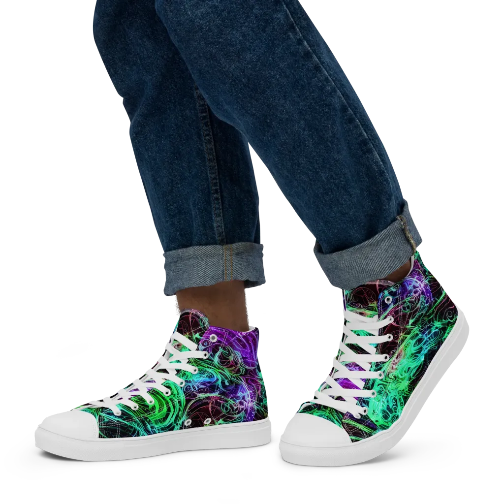 Midnight Bioflux on Men's High Top Canvas Shoes — Left
