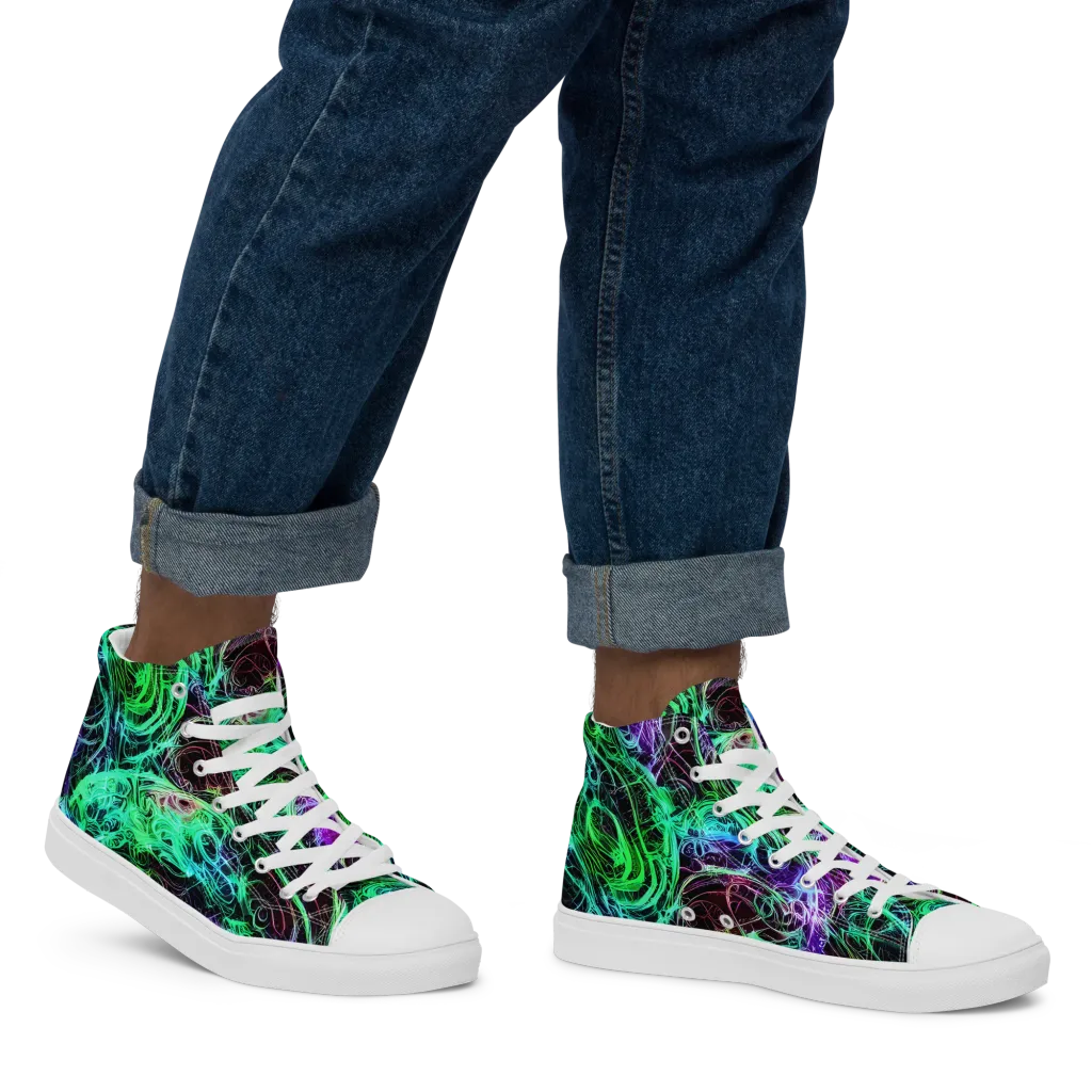 Midnight Bioflux on Men's High Top Canvas Shoes — Right