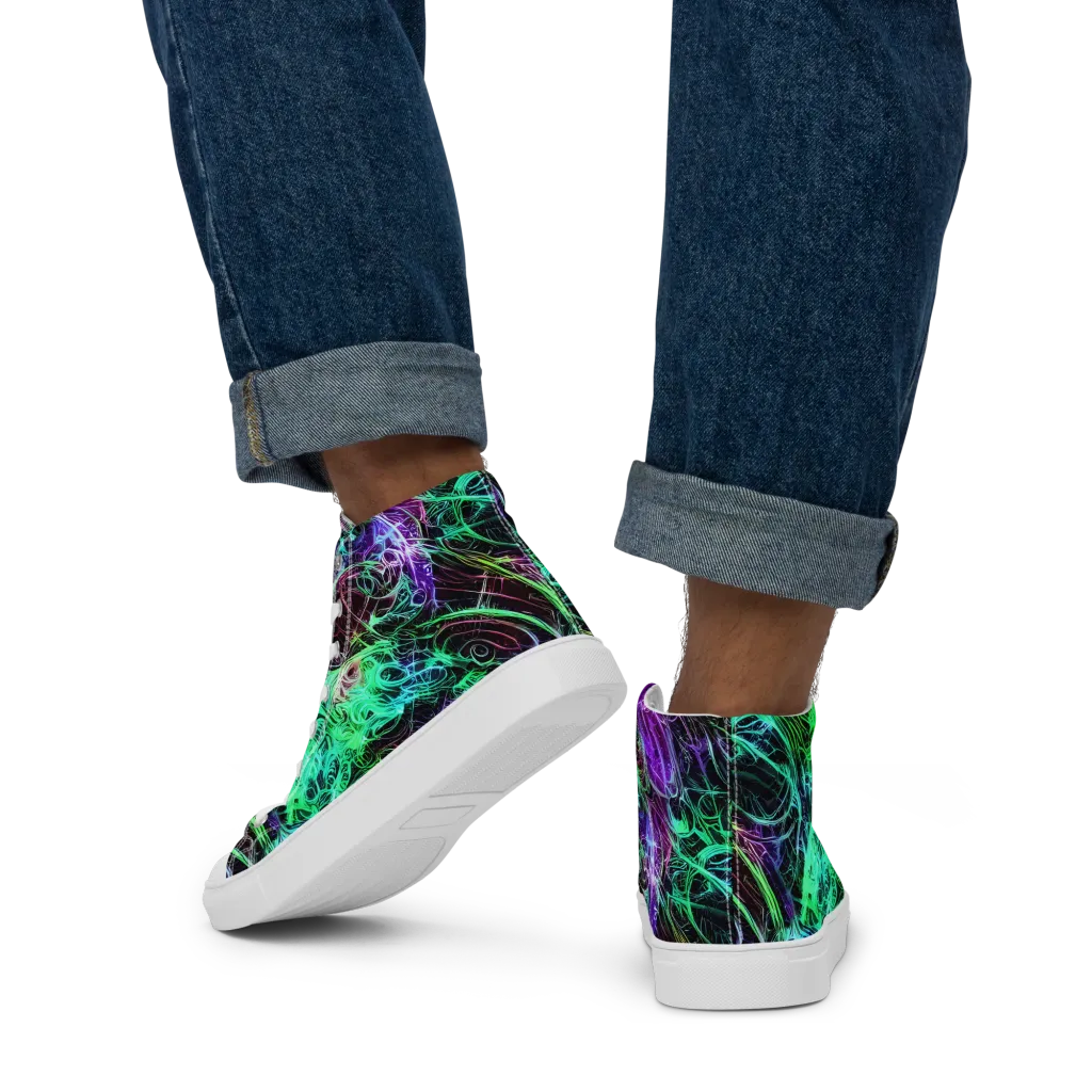Midnight Bioflux on Men's High Top Canvas Shoes — Back
