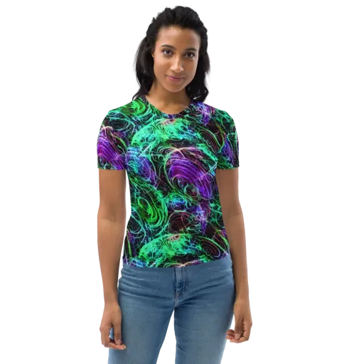 Midnight Bioflux on a Women's Crew Neck T-Shirt