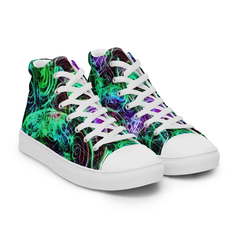 Midnight Bioflux on Women's High Top Canvas Shoes — Right Front