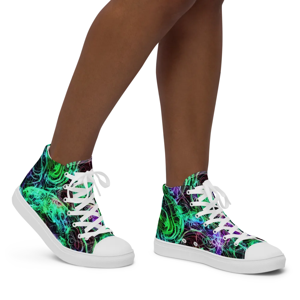 Midnight Bioflux on Women's High Top Canvas Shoes — Right