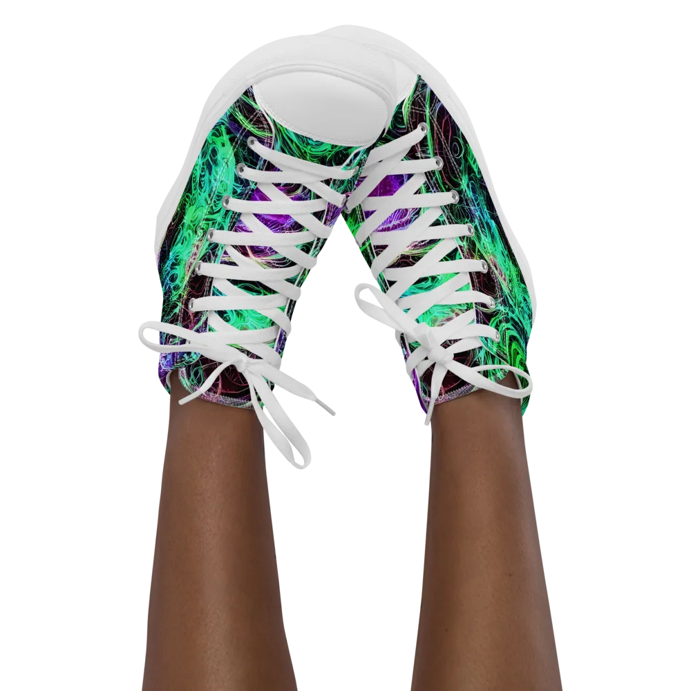 Midnight Bioflux on Women's High Top Canvas Shoes — Front