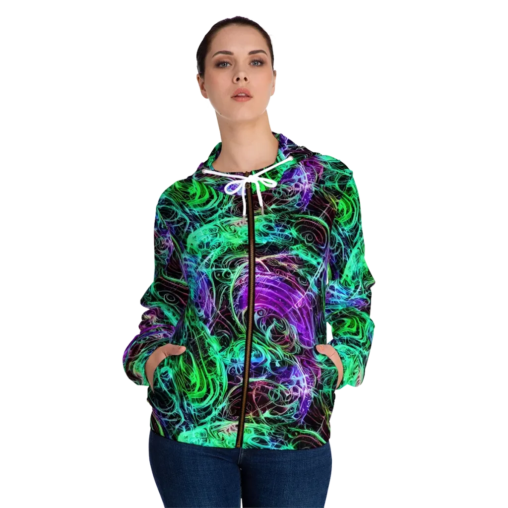 Midnight Bioflux on Women's Full-Zip Hoodie — Front On Person
