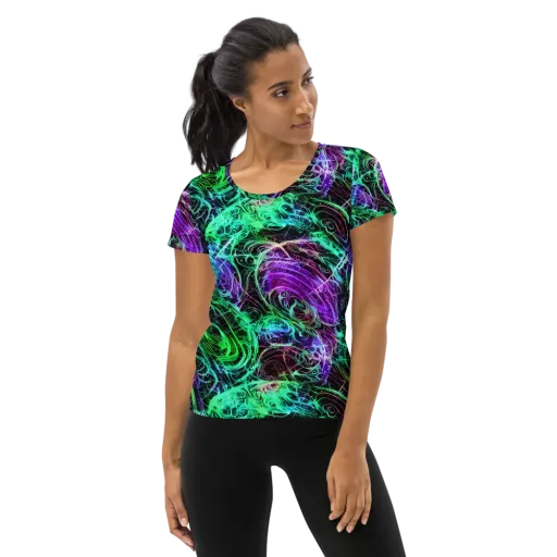 Midnight Bioflux on a Women's Athletic T-Shirt