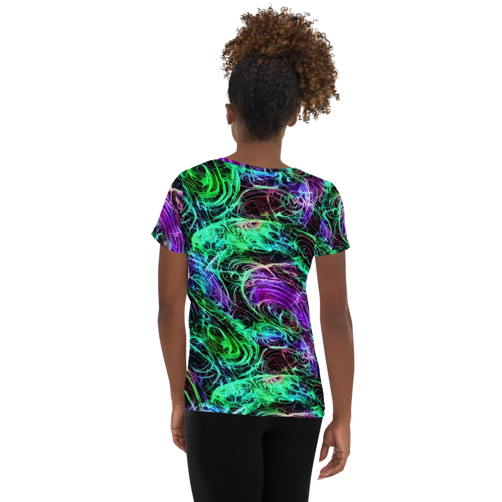 Midnight Bioflux on Women's Athletic T-Shirt — Back