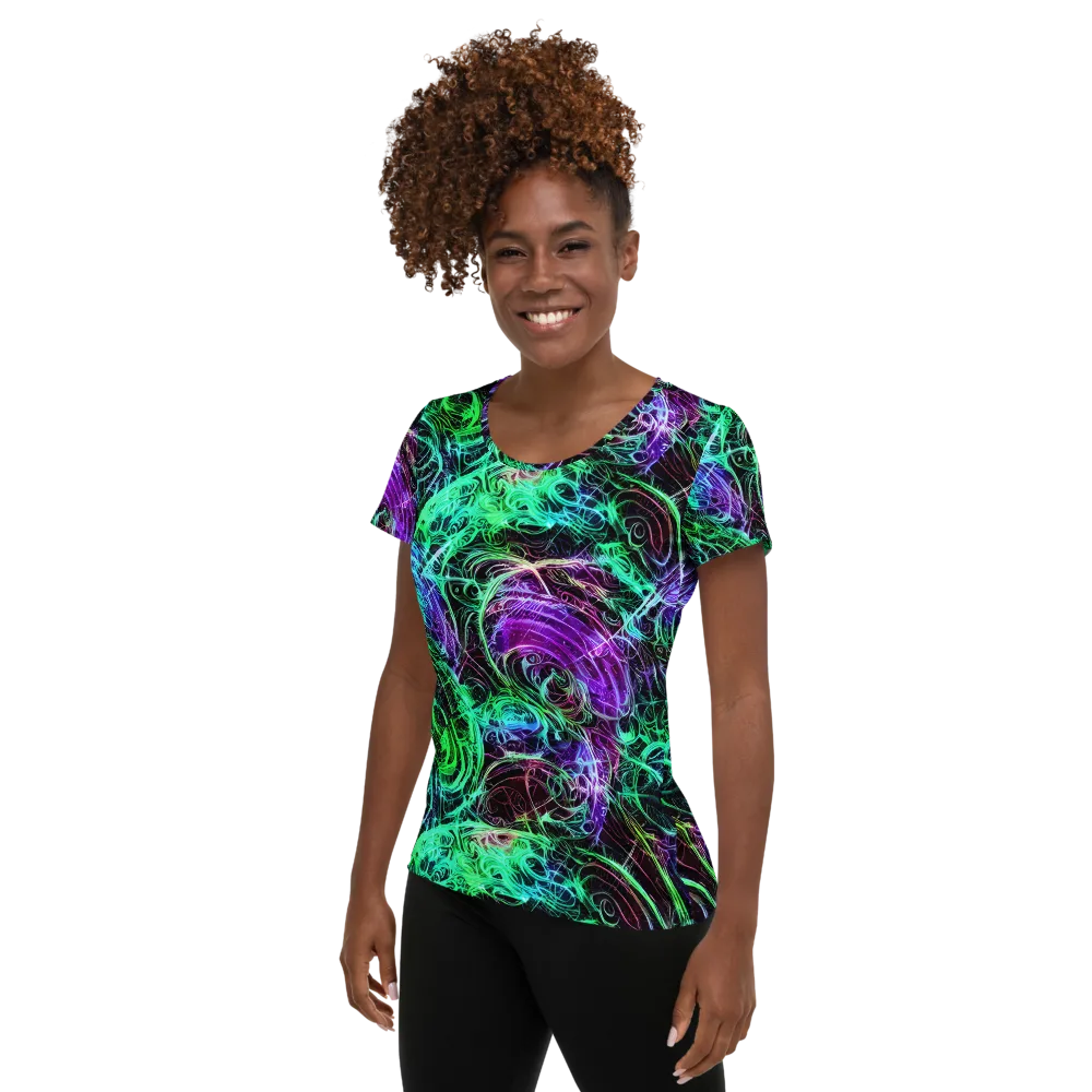 Midnight Bioflux on Women's Athletic T-Shirt — Left
